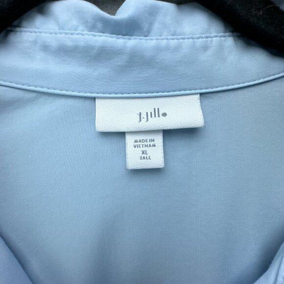 J Jill Blouse Top Womens XL Tall Blue Pullover Stretch Collared Flowy Back - Picture 14 of 15